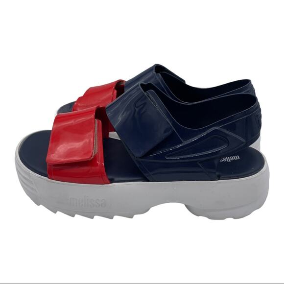 Melissa X Fila Slingback Platform Sandals - Blue/Red - 10 - Picture 5 of 11